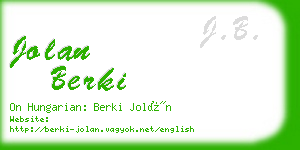 jolan berki business card